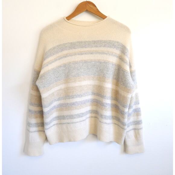 THE WHITE COMPANY LONDON Responsible Wool Funnel Neck Stripe Sweater L $185 - Picture 3 of 8